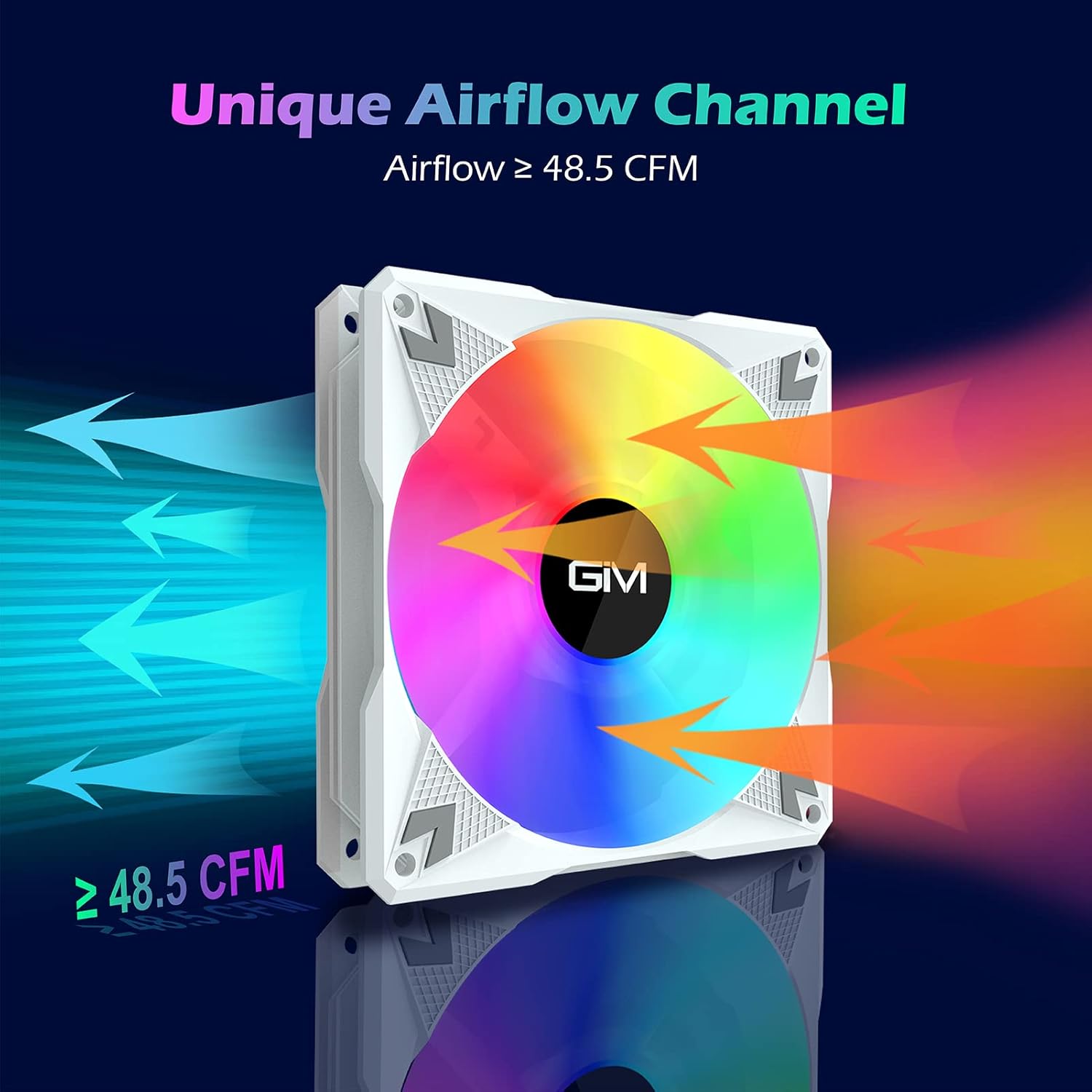 GIM RGB LED Case Fan with airflow indicators