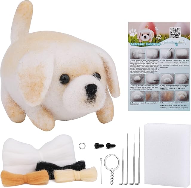 Needle Felting Set for Beginners, Wool DIY Felting Needles, Animals Needle Felting Supplies and Instruction for Needle Felting Craft Project and Beginners