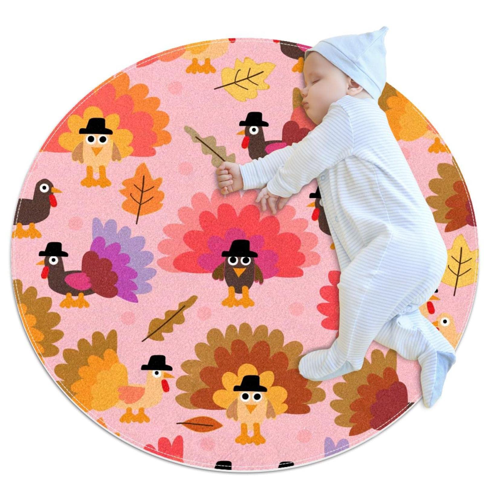 Tapis de jeu pour enfants rond 80cm idéal pour décorer la chambre à Thanksgiving