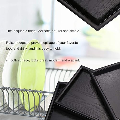 Miniatura 3 de Bandeja de té con forma rectangular de madera maciza versátil para té, café, aperitivos, comidas, bandeja para servir, platos de restaurante, color