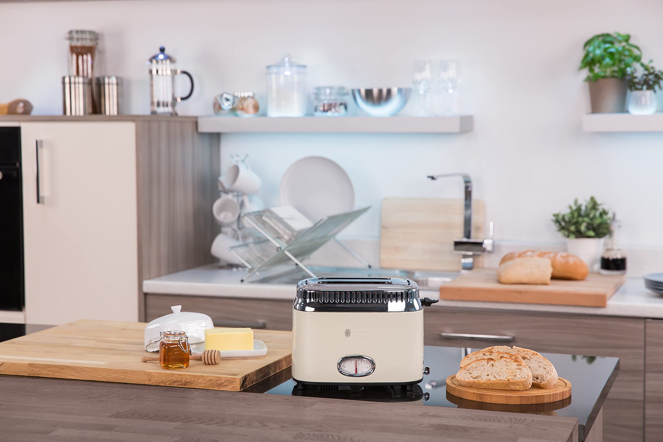 Image secondaire de Grille-Pain Rétro Crème Russell Hobbs avec Jauge de Compte à Rebours