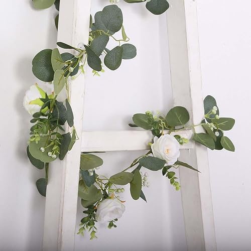 Vista 44 de Efavormart - Guirnalda artificial de hojas de tetragona, peperomia errante, 6.5 pies, color verde