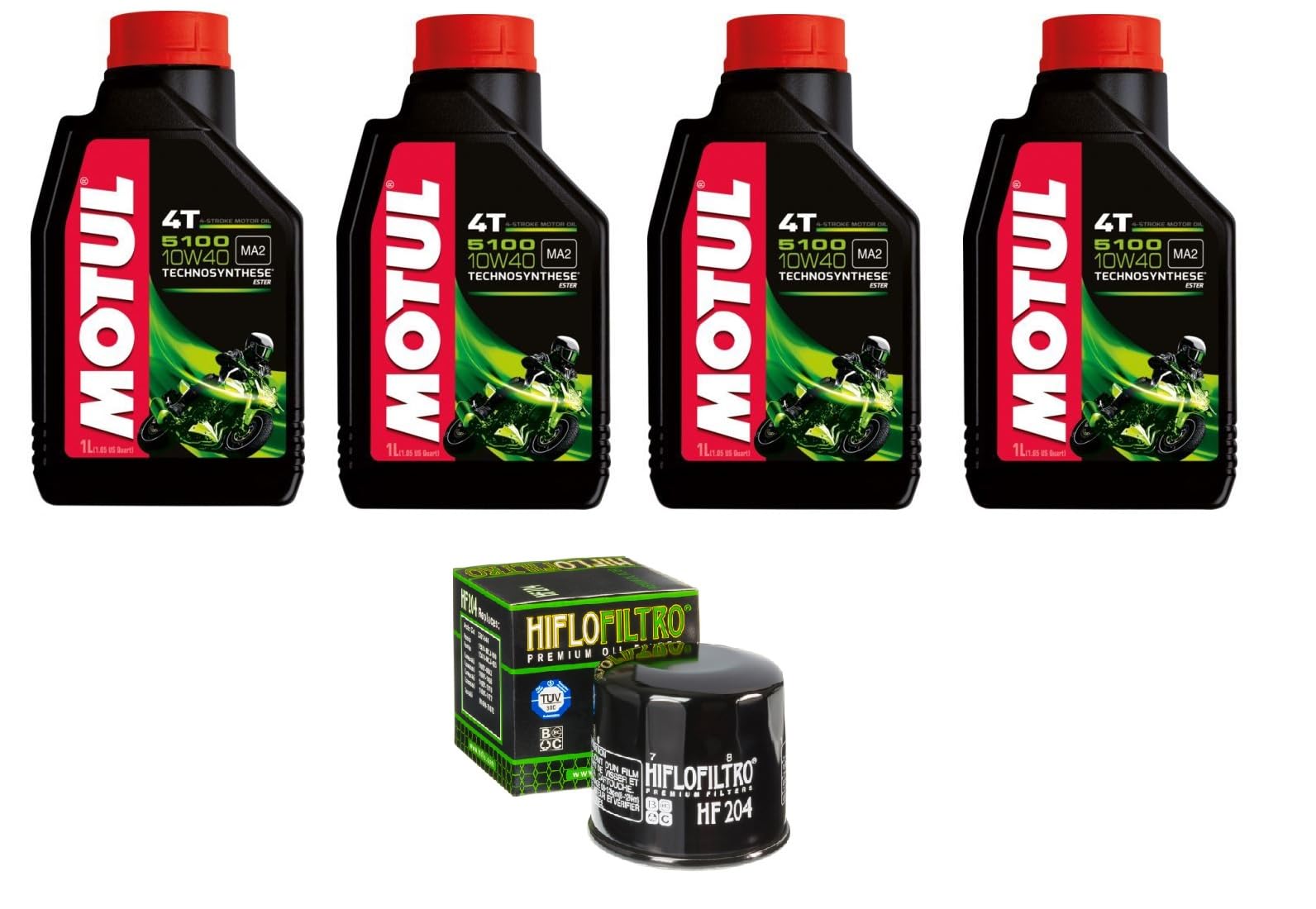Kit Tagliando moto 4 litri olio Motul 5100 10W40 + filtro 204