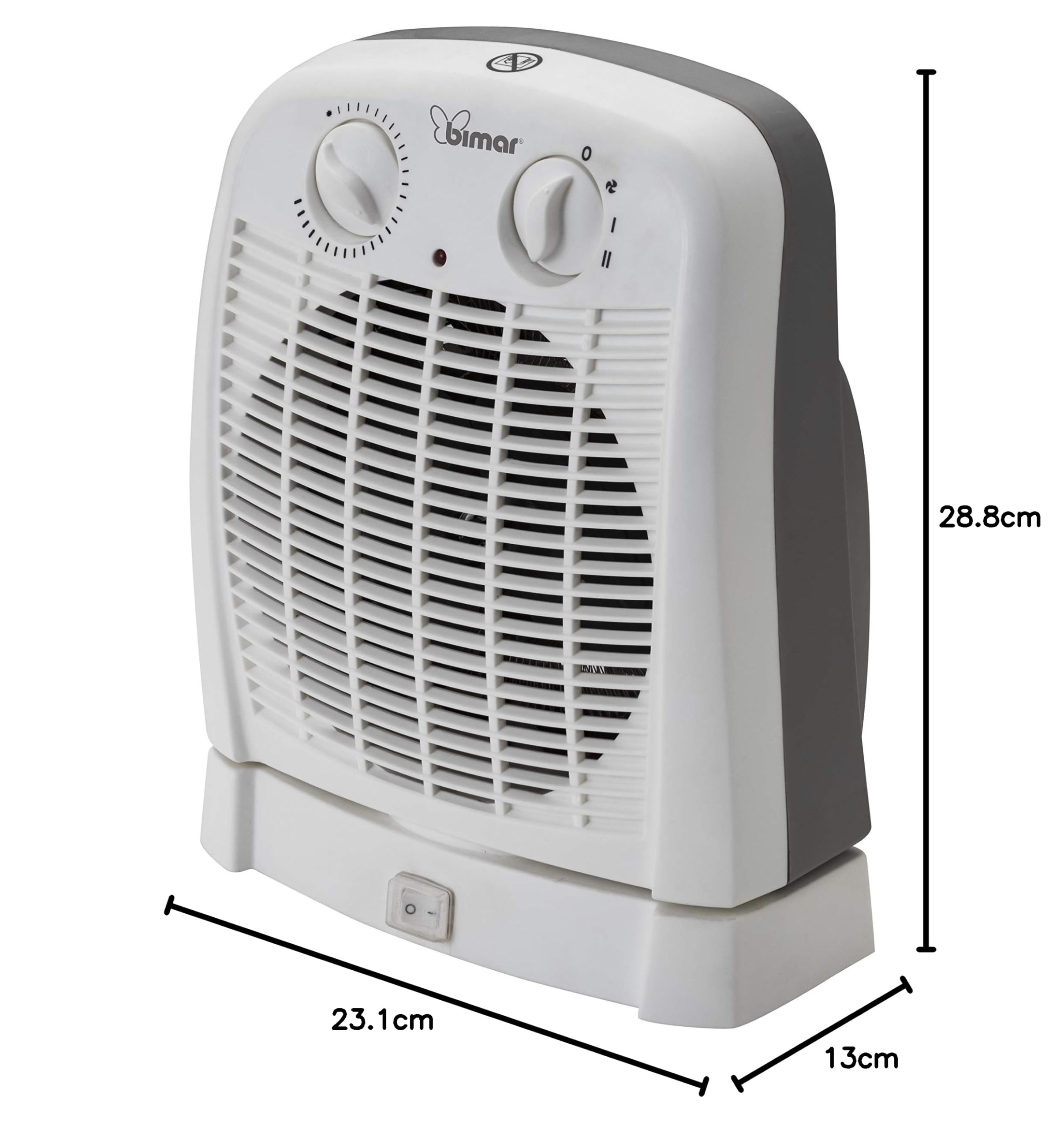 bimar HF195 Stufa elettrica Termoventilatore Elettrico da 2000W a Basso Consumo con Termostato Regolabile e Oscillazione Destra Sinistra, Corpo in Plastica con Maniglia Integrata