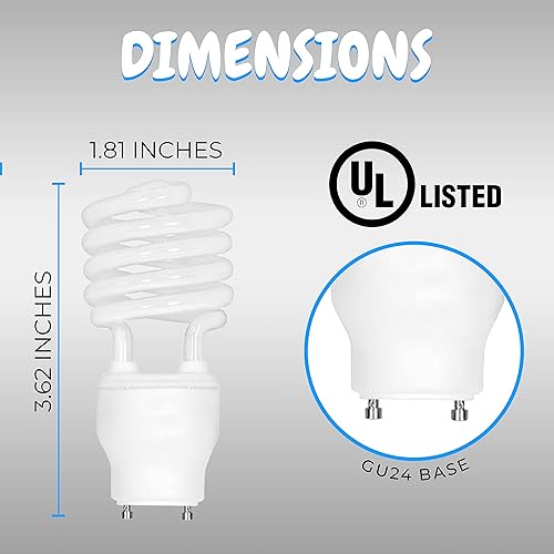 Miniatura 7 de OHLECTRIC CRI 82 Mini espiral - Bombillas fluorescentes compactas - Bombilla GU24 - 120 voltios no regulable - 9 vatios, 500 lúmenes - Bombillas