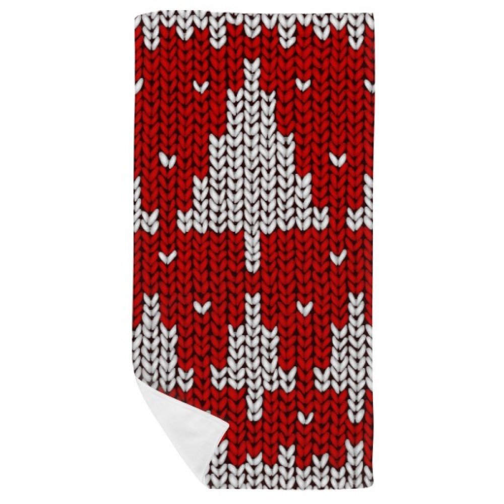 Serviette de bain doux toucher et gant de toilette absorbant 35x70cm arbre rouge
