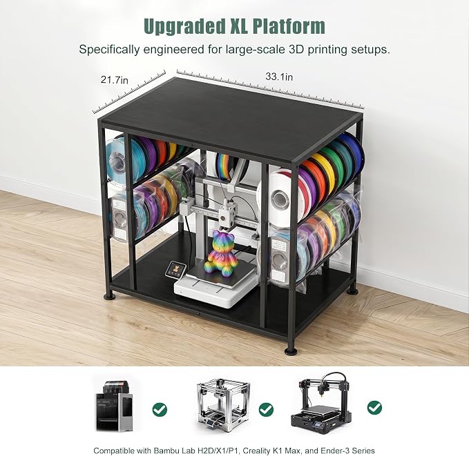 Soporte grande para impresora 3D con almacenamiento de filamento miniatura 7