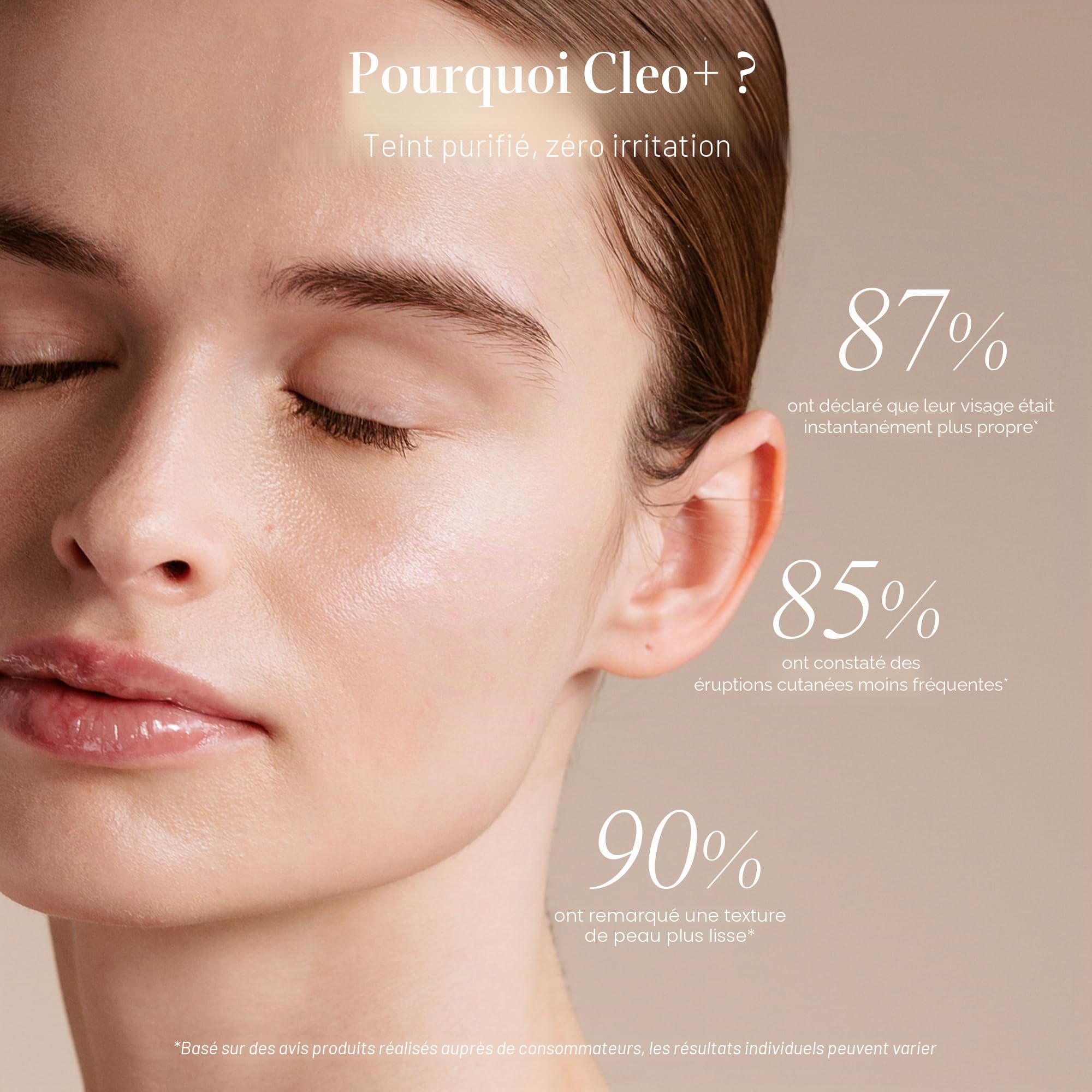 Project E Beauty Cleo+ Sonic Brosse nettoyante pour le visage | Nettoyage quotidien | Exfoliation douce | Nettoyant visage portable sans fil | Silicone souple imperméable
