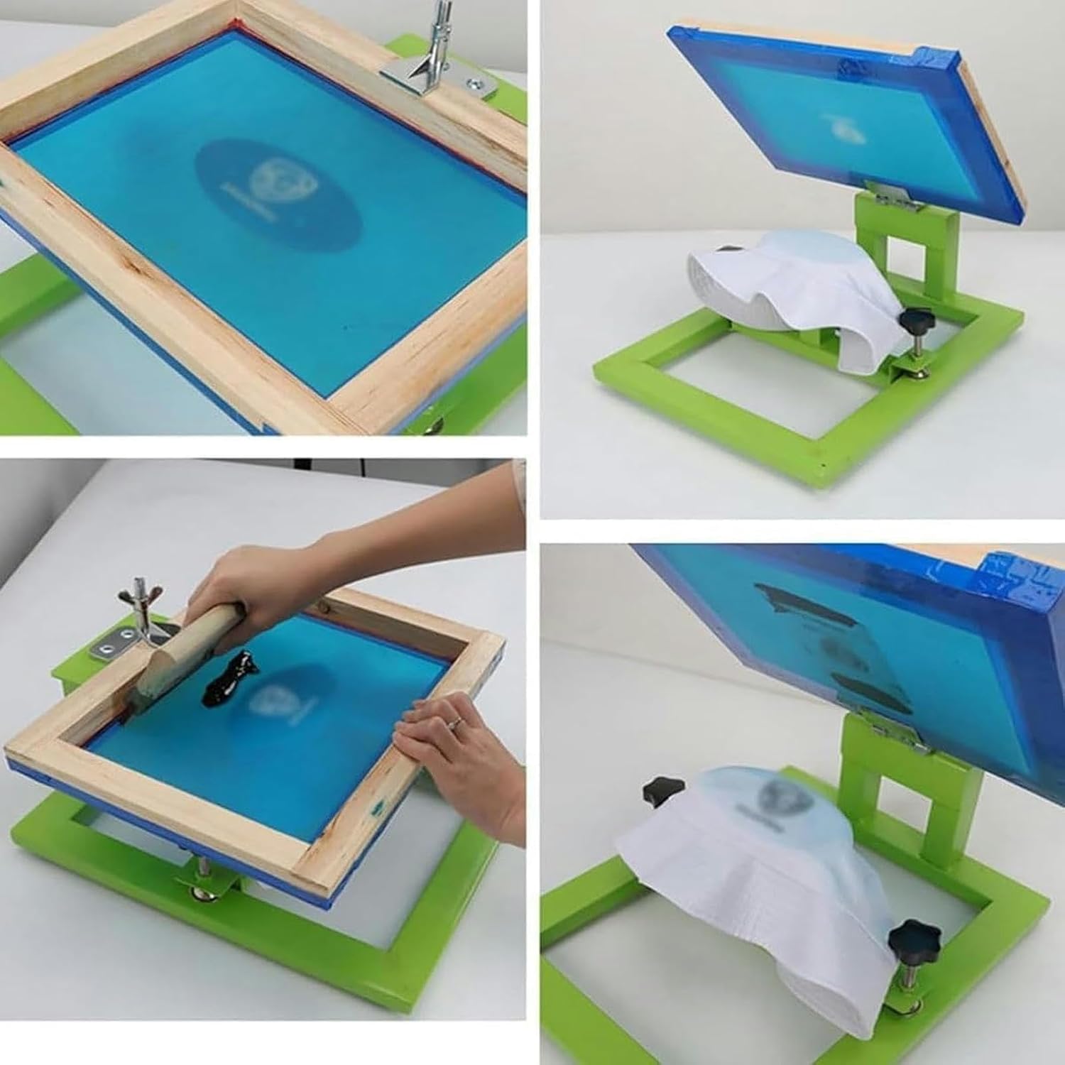 Hat Clamp Screen Printing Machine Kit - Portable Manual Curve Printer with Iron Construction, Removable Foam Pads Prevents Deformation, for DIY