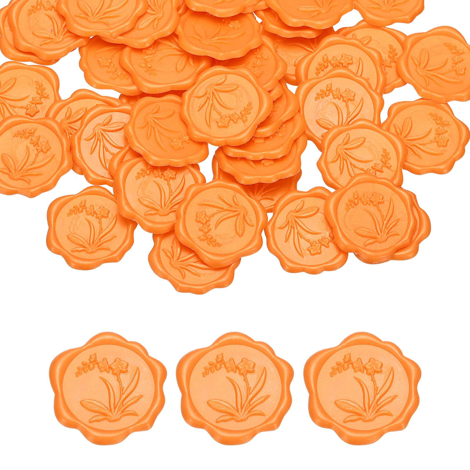 PATIKIL Wax Seal Stickers, 100 Pcs Envelope Seal Stickers, Self-Adhesive Wax Stamp Wedding Invitation Accessories for Wedding Party Birthday Gift Wrapping Anniversary, Orange