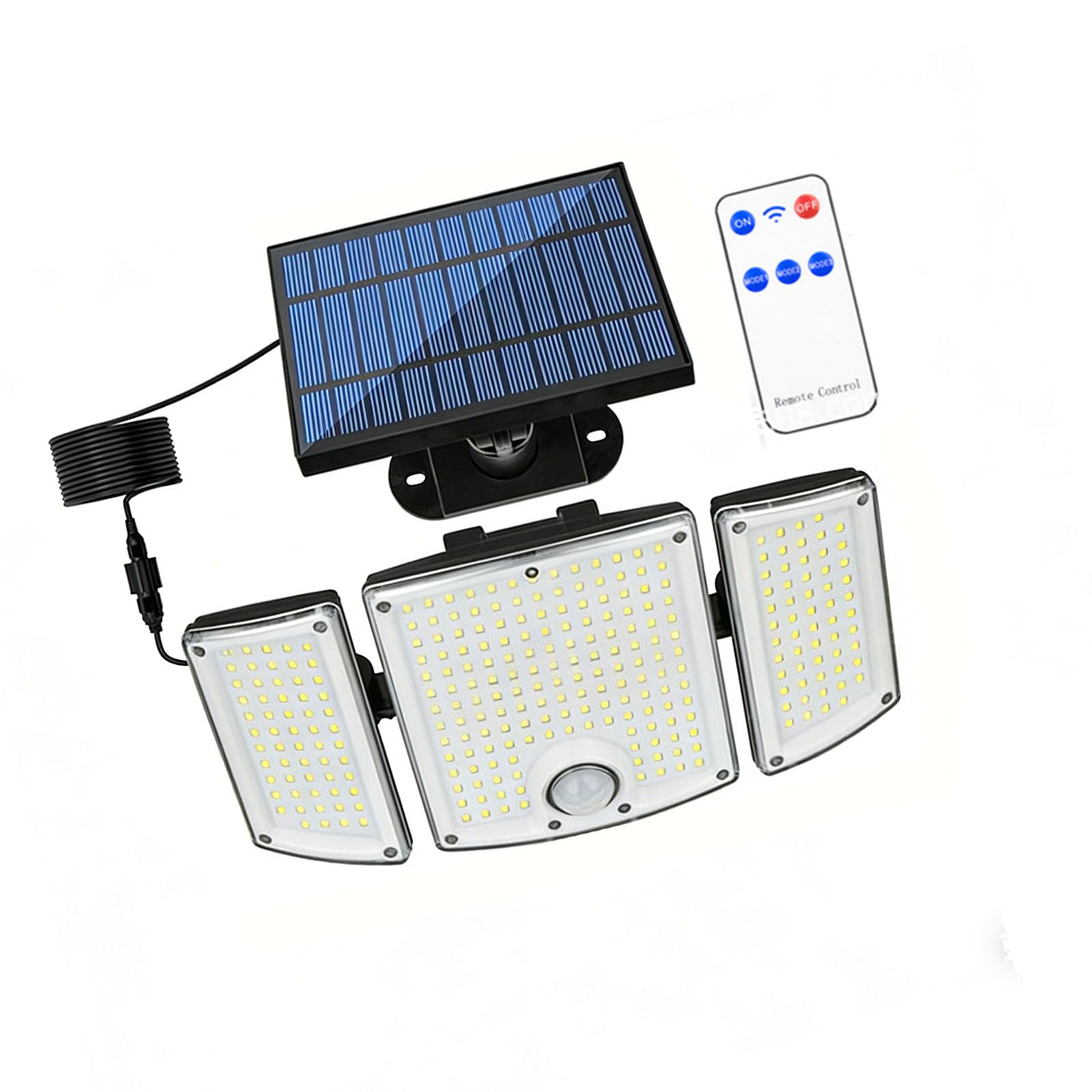 Lampe de sécurité intelligente 3 têtes LED solaire étanche jardin