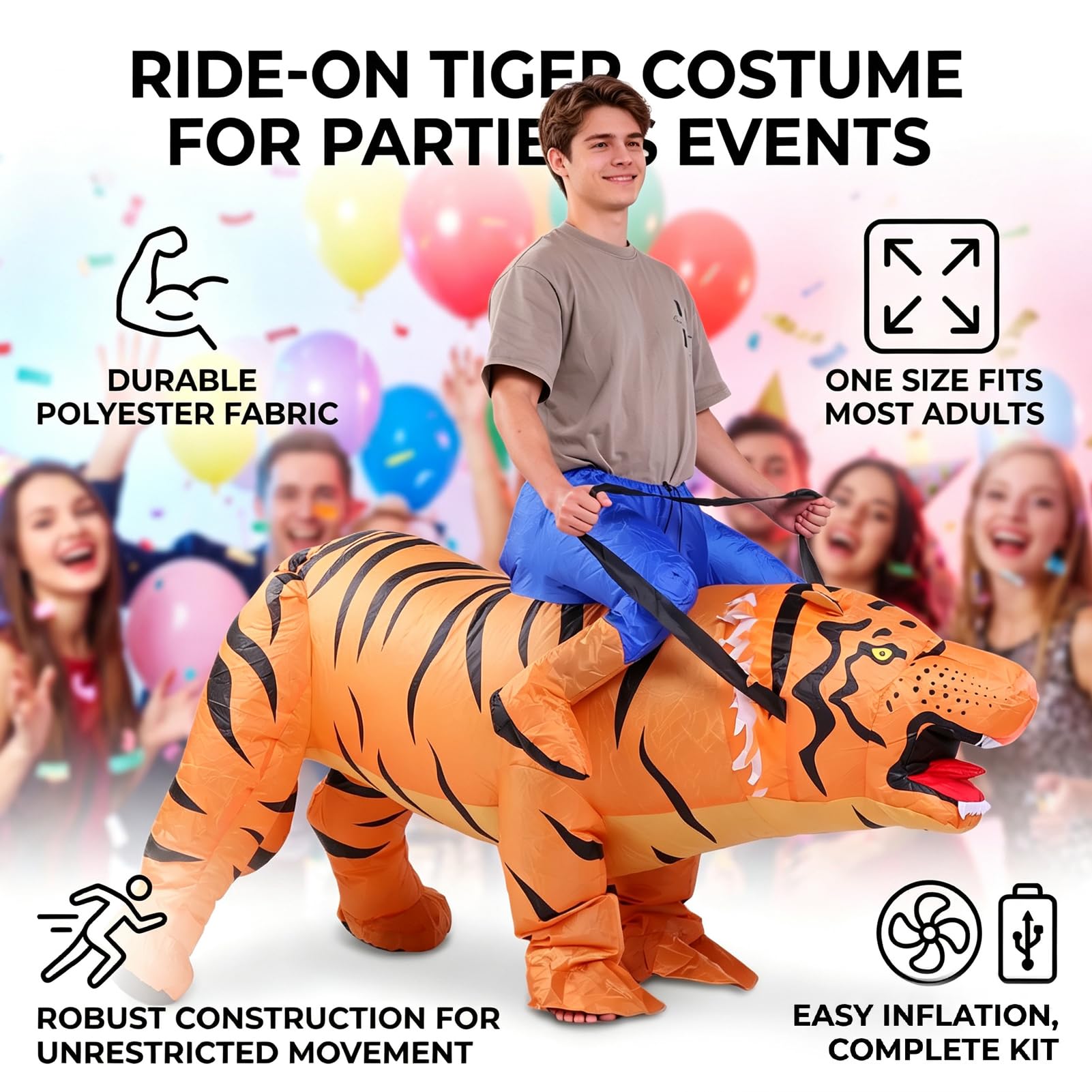 Costume da Tigre Gonfiabile Taglia Unica per Cosplay di Feste