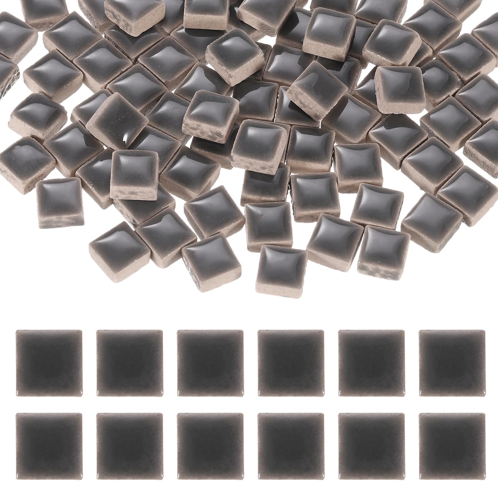 sourcing map 9mm Square Mosaic Tiles 300g Ceramic Mosaic Pieces Dark Gray