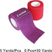 Vista 123 de Baisunt Paquete de 6 vendajes cohesivos de 1 pulgada, cinta autoadhesiva autoadhesiva autoadhesiva transpirable para muñeca, tobillo, deportes