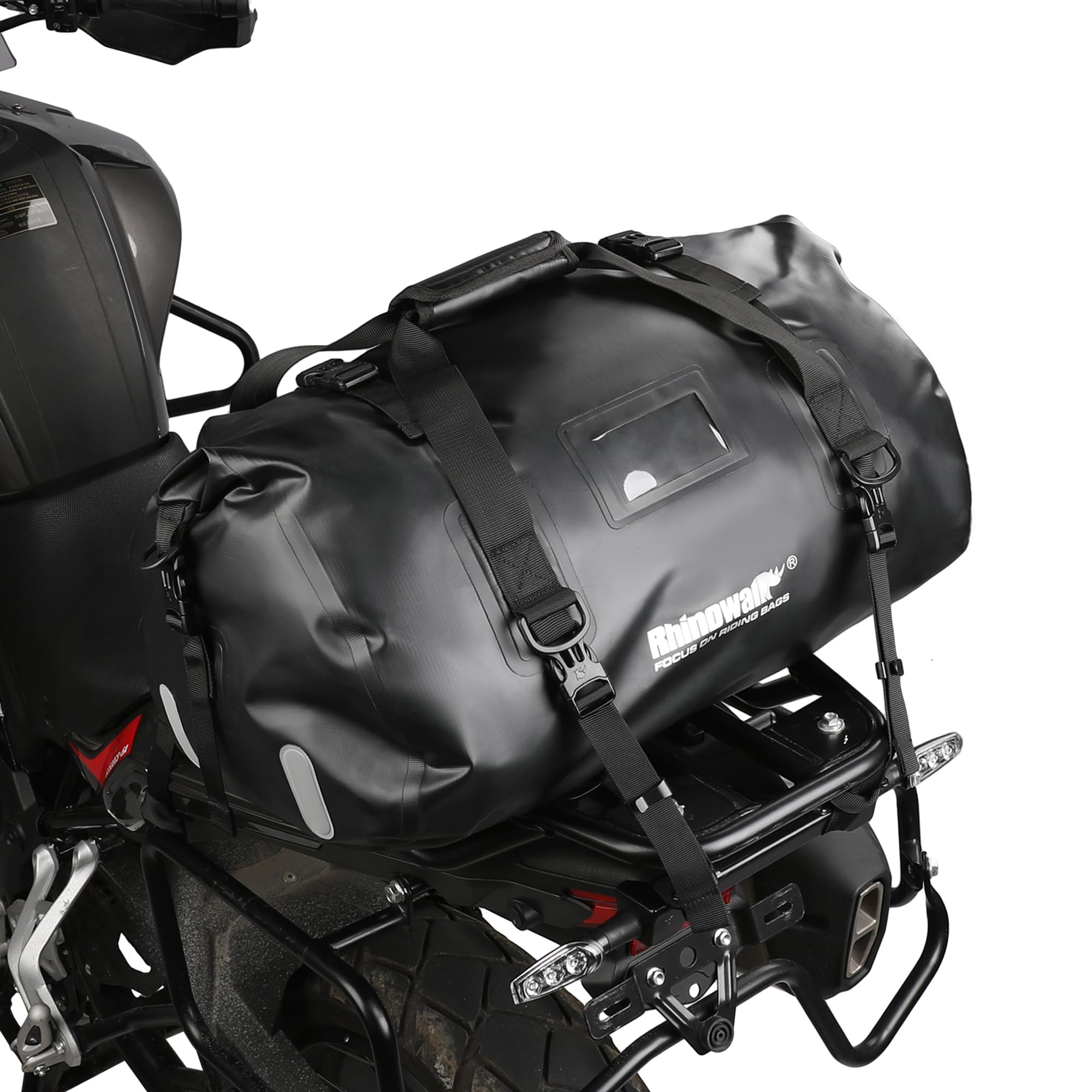 Rhinowalk 45L Motorrad Gepäcktasche Wasserdicht Große Satteltasche mit Luftventil – Reißfeste Hecktasche für Reise & Touring