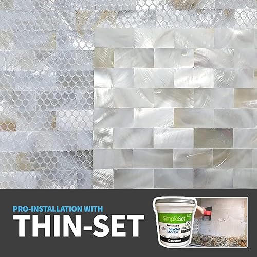 Vista 45 de Art3d - Azulejo de mosaico de concha de nácar para salpicadero de cocina / azulejo de pared de ducha, 12 x 12 pulgadas, azulejos de tipo metro sin