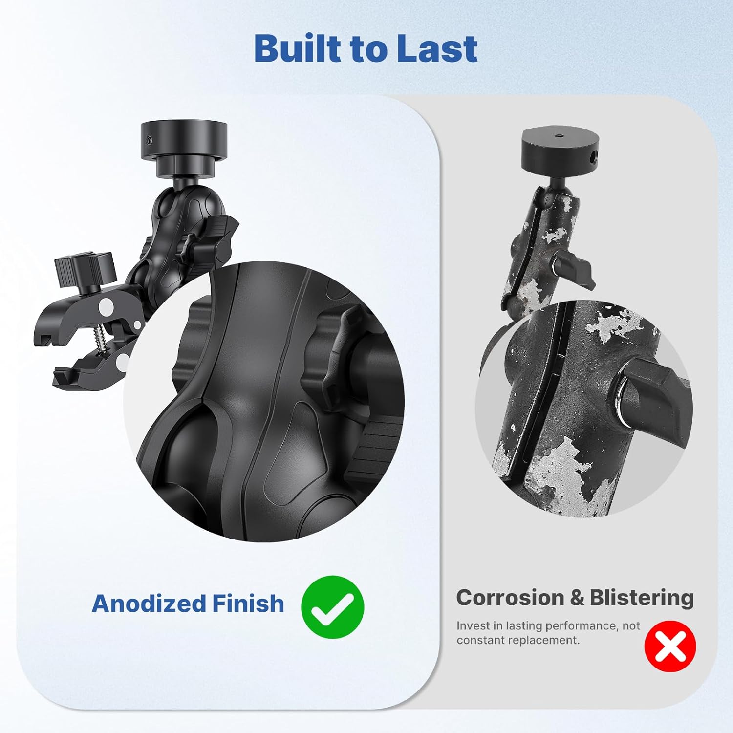 2025/2024 Starlink Mini Mount, Marine-Grade 6061 Aluminum Alloy Starlink Mini Clamp Mount with Universal Pipe Adapters & Steadier 1.5" Ball Head Starlink RV Mount for Boat, Yacht, RV, Camper, Balcony