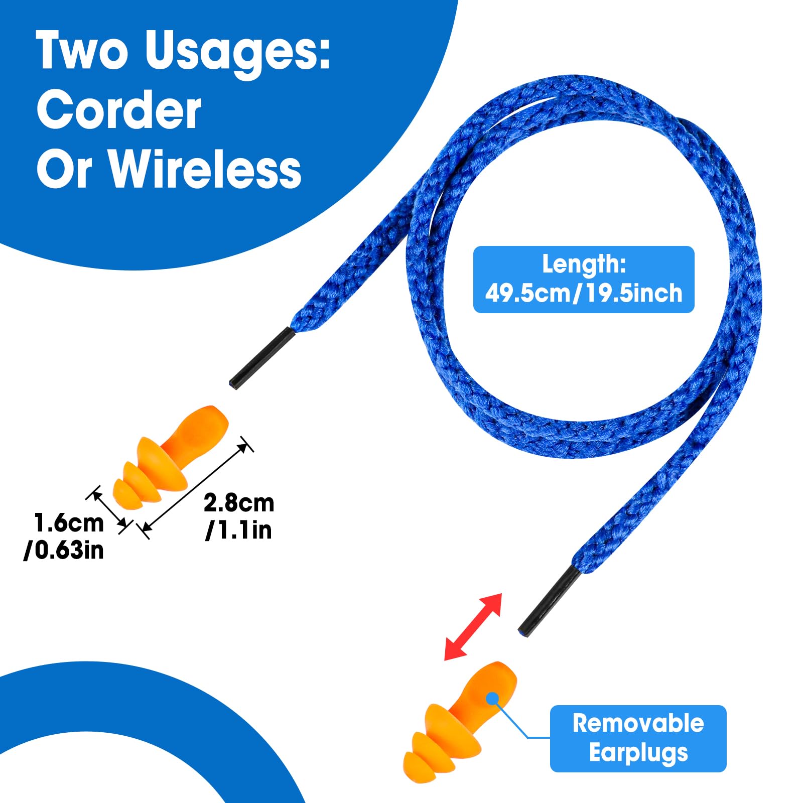AZEN 220 pares de tapones de silicona para los oídos, tapones reutilizables para reducción de ruido, tapones para los oídos con cable NRR de 25 dB para cancelación de ruido para dormir, tapones para