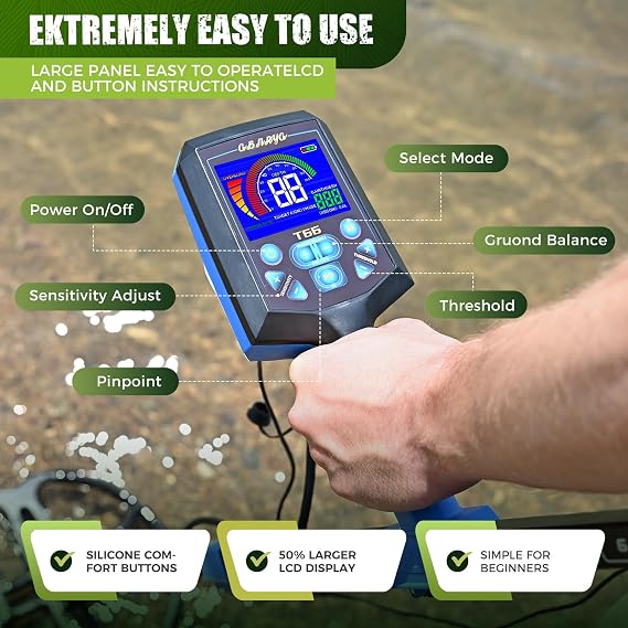 Metal Detector for Adults Waterproof - Metal Detector Professional Gold and Silver, Higher Accuracy, Bigger LCD Display, 5 Mode, 12 IP68 Coil, New Advanced DSP Chip