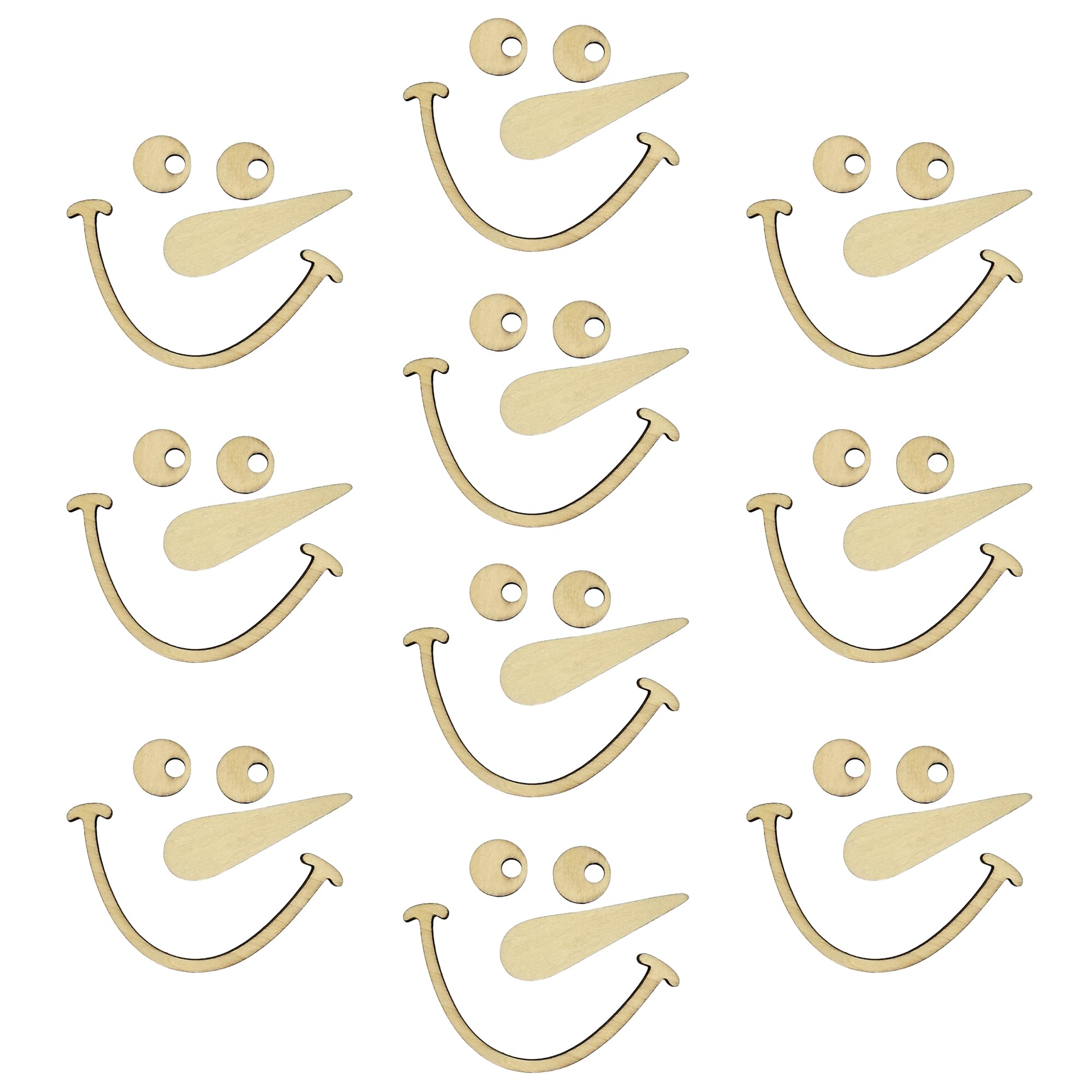 10 Piece Wooden Snowman Face Blank Craft Kit, Christmas Wooden Space Decorations, Reusable DIY Snowman Crafts for Christmas Home, Wall Decorations, Party Supplies