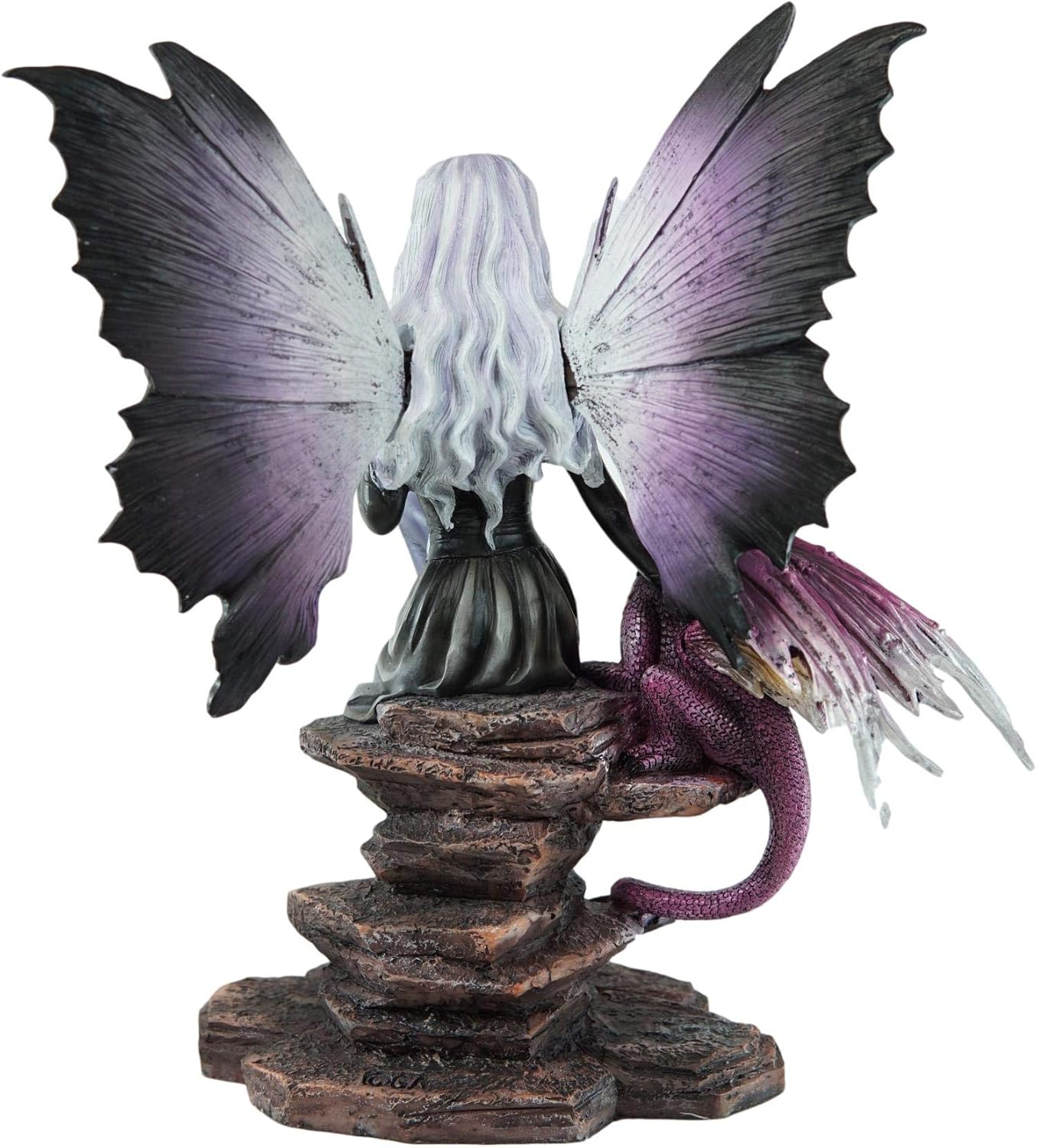 Ebros Gift Purple Gradient Midnight Butterfly Fairy with Wyrmling Dragon Decorative Figurine 11" Tall Fantasy Faery Garden Magic Collectible Statue Fairies Pixies Nymphs
