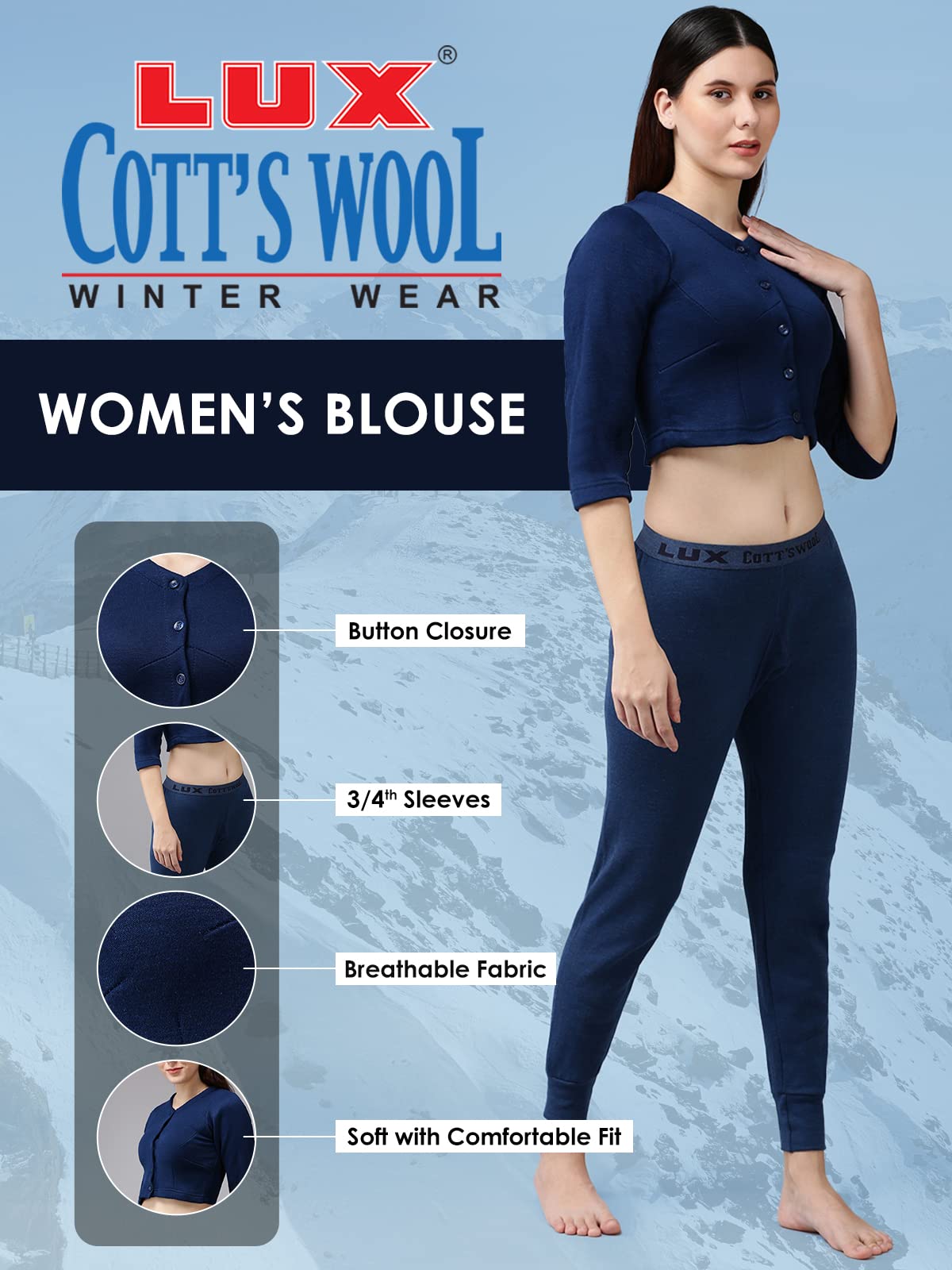 Lux Cottswool Solid Regular koszula damska, czarna i brązowa, rozmiar 100