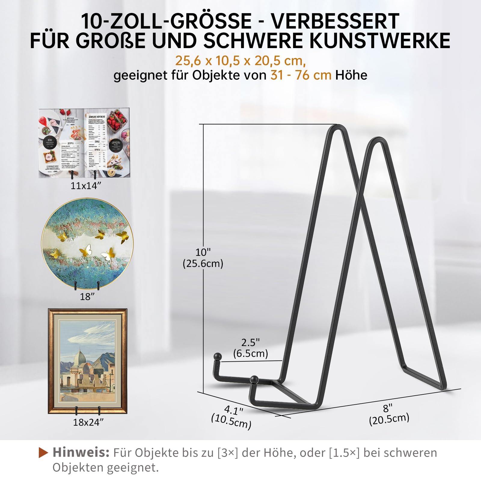 Metall-Staffelei & Tellerhalter – Stabiler Ständer Für Bilder, Bücher, Teller & Mehr (11,4 Cm, Silber)
