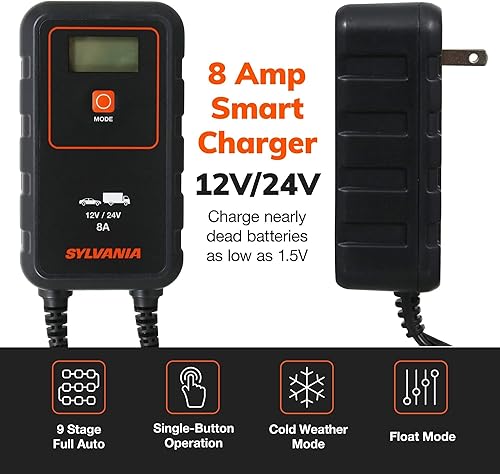 Miniatura 6 de SYLVANIA - Cargador inteligente - Cargador de batería de coche portátil y resistente - Facilita la carga de la batería de tu coche - Uso como