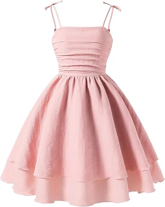 Happy Cherry Girls Dresses Summer Cute Clothes for Teens Casual Spaghetti Strap Swing Smocked A Line Beach Sundress 8-16Y
