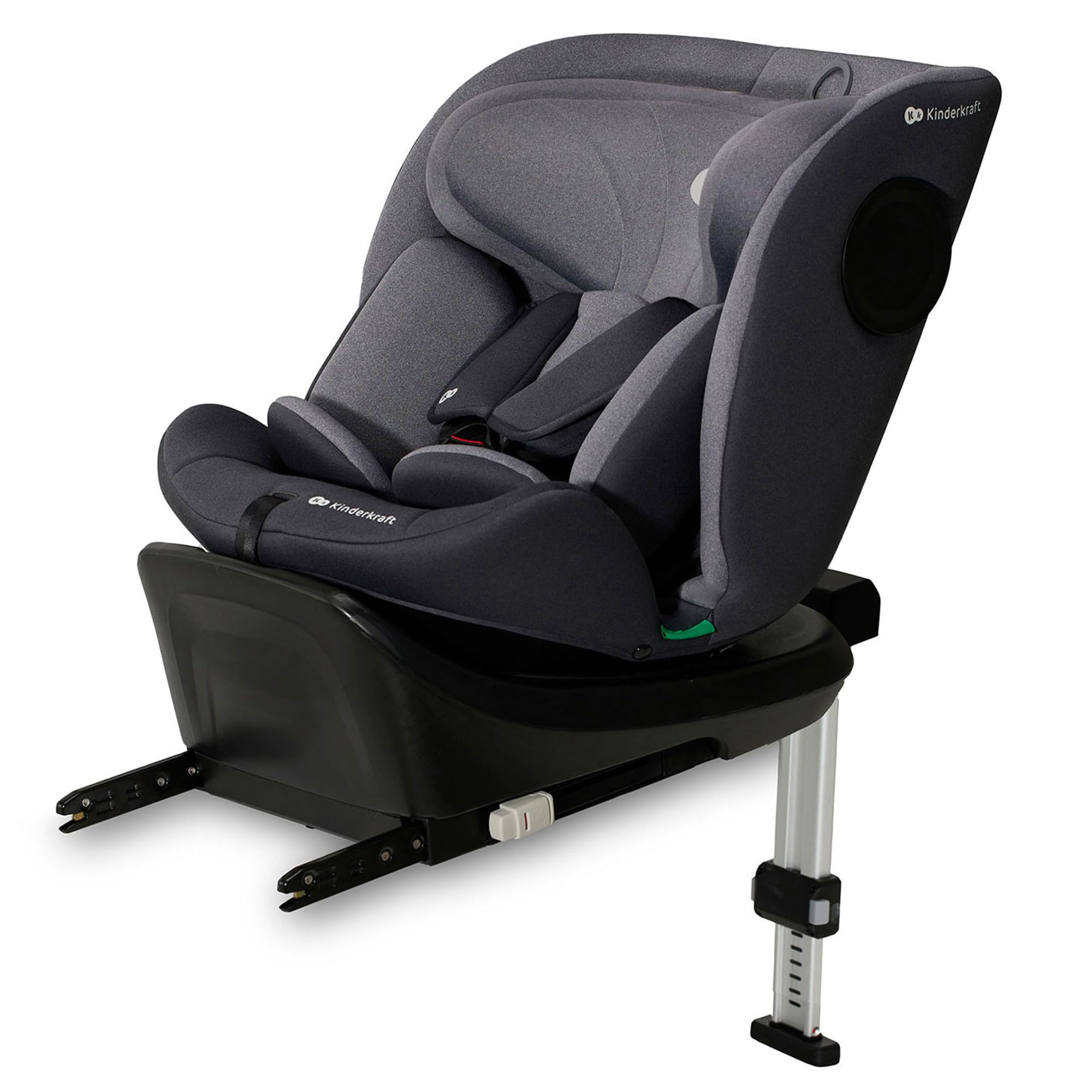 Kinderkraft I-​360 Seggiolino auto 0-​36 kg, I-​SIZE 40-​150 cm, Seggiolino 360 girevole, con Isofix Base, Reclinabile Posizione sdraiata, Poggiatesta regolabile, Gruppo 0 1 2 3, Gray