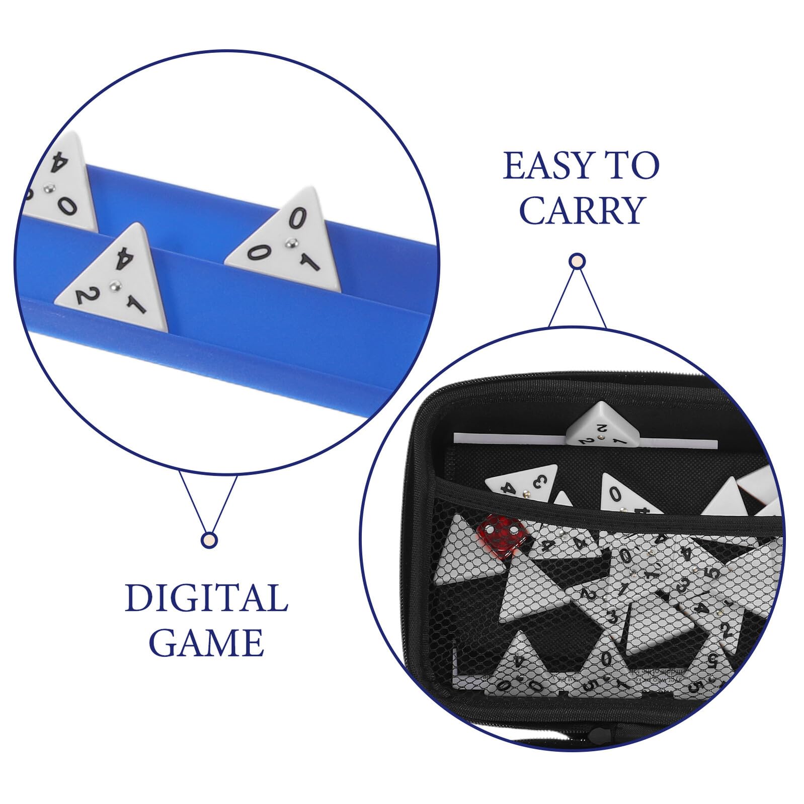 Set de Dés Triangulaires en Plastique Portable avec Étui et Paquet de Rangement, Jeu de Dominos Familial pour Soirée de Stratégie en Vacances ou Fête