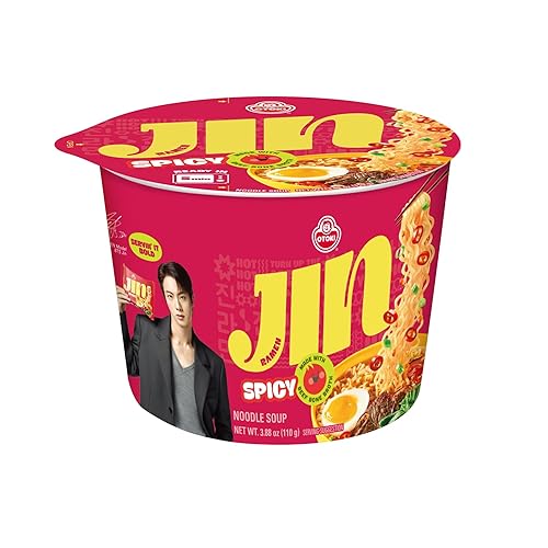 Miniatura 3 de OTOKI Jin Ramen picante, fideos instantáneos de estilo coreano, rico sabor picante, tazón de taza instantánea, ramyun de mejor sabor, sabor gourmet