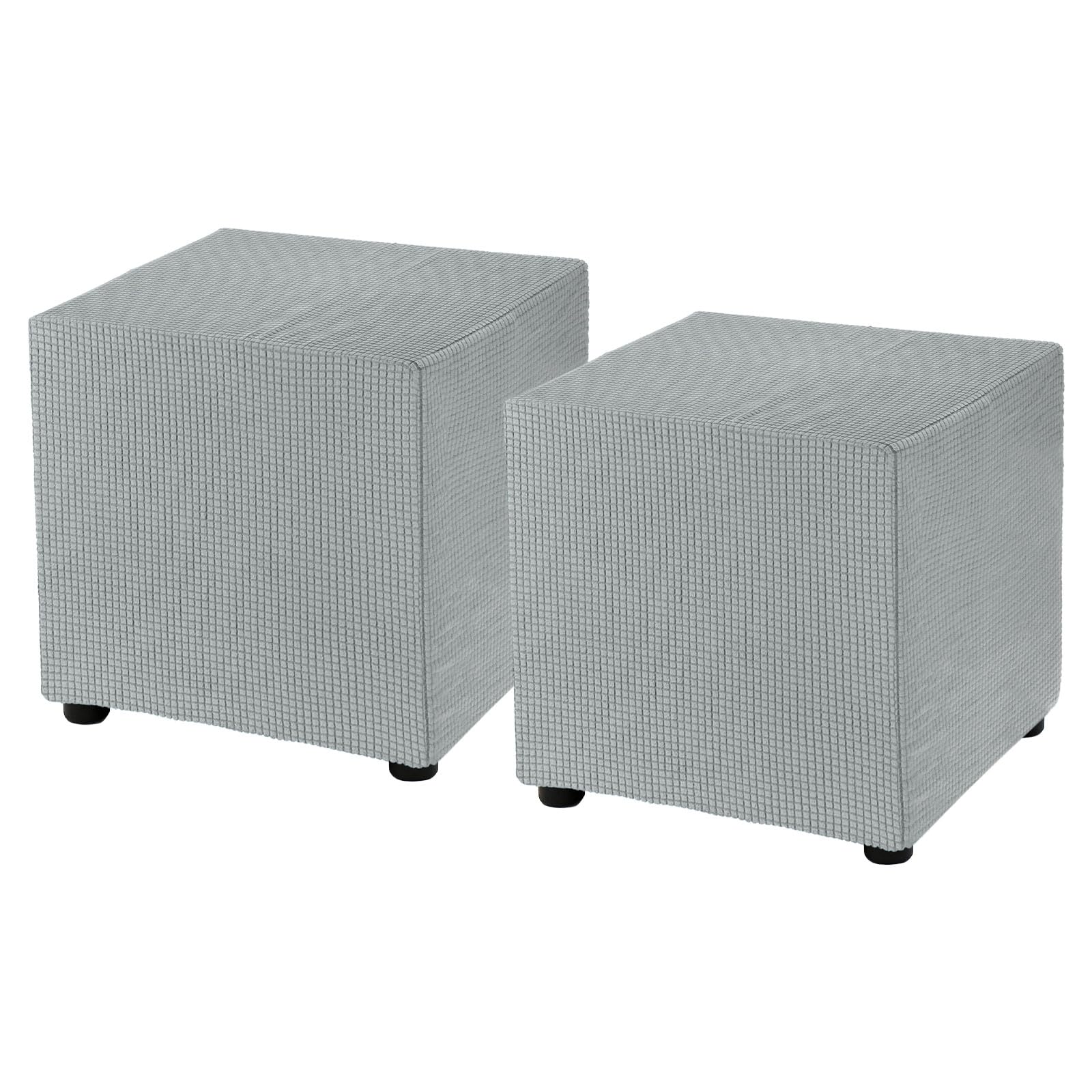 Housse de repose-pieds extensible élastique gris clair salon 45x45 cm