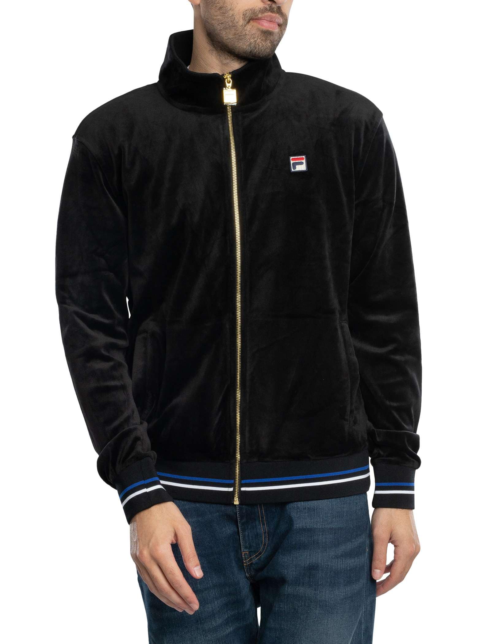 Fila Mens Falken Velour Retro Track Jacket - Black (as8, alpha, xx_l, regular, regular)