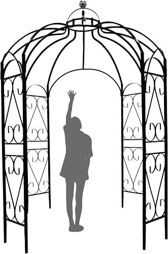 OUTOUR Versatile Oversized 9FT Iron Garden Gazebo Arbor Arbour Heavy