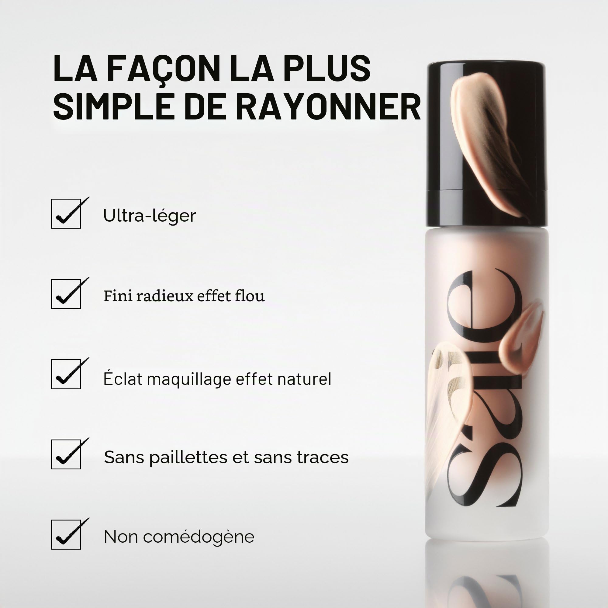 Mini gel lumineux super léger + fond de teint éclatant enrichi en vitamine C + huile de squalane hydratante, cadeau de Noël rose (14,2 g)