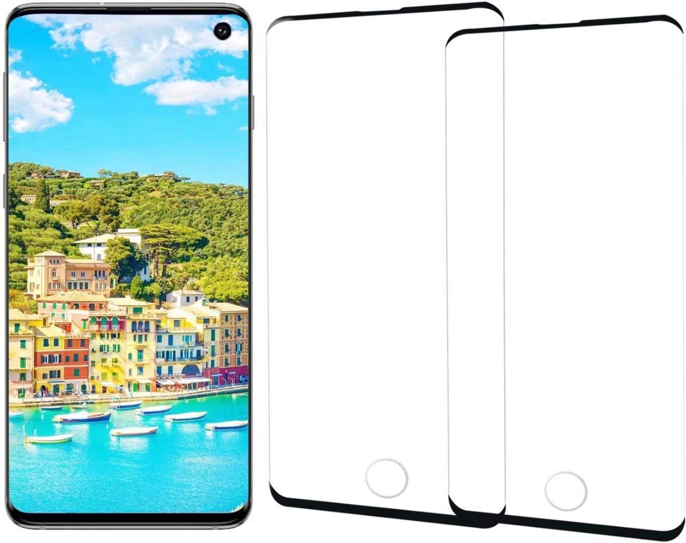 [2 Pack] Galaxy for S10 Screen Protector, [High Definition] [Case Friendly] [Bubble Free] Tempered Glass Anti-Scratch 3D Curved Screen Protector Compatible Samsung S10