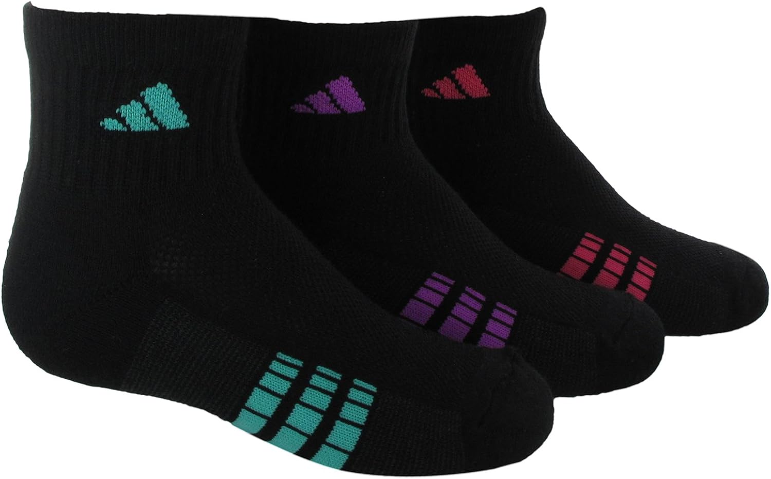 adidas Girl's Cushion Quarter Socks (3-Pair) : Sports & Outdoors