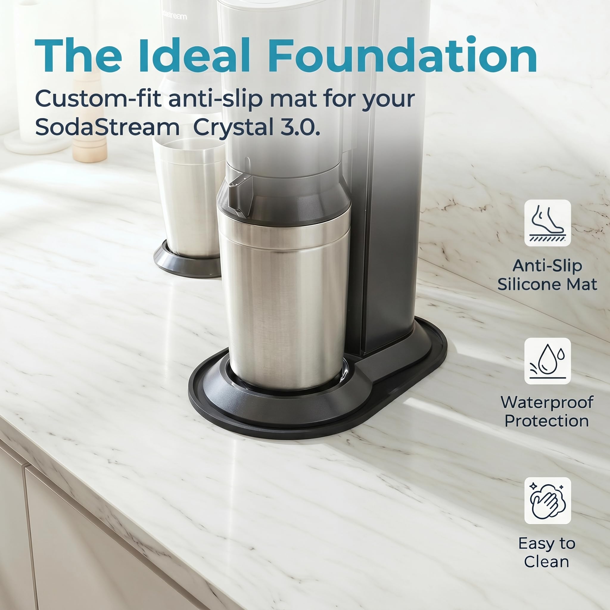 Mata silikonowa kompatybilna z Soda Stream Crystal 3.0, Silikonowa Mata Ociekowa, Podkładka Do Suszenia, Akcesoria Kompatybilne z Soda stream (do Crystal 3.0)