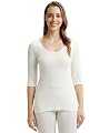 Jockey Snug Fit Low-Neck Thermal 3 Quarter Sleeved Top for Women 2503_Off White_XXL