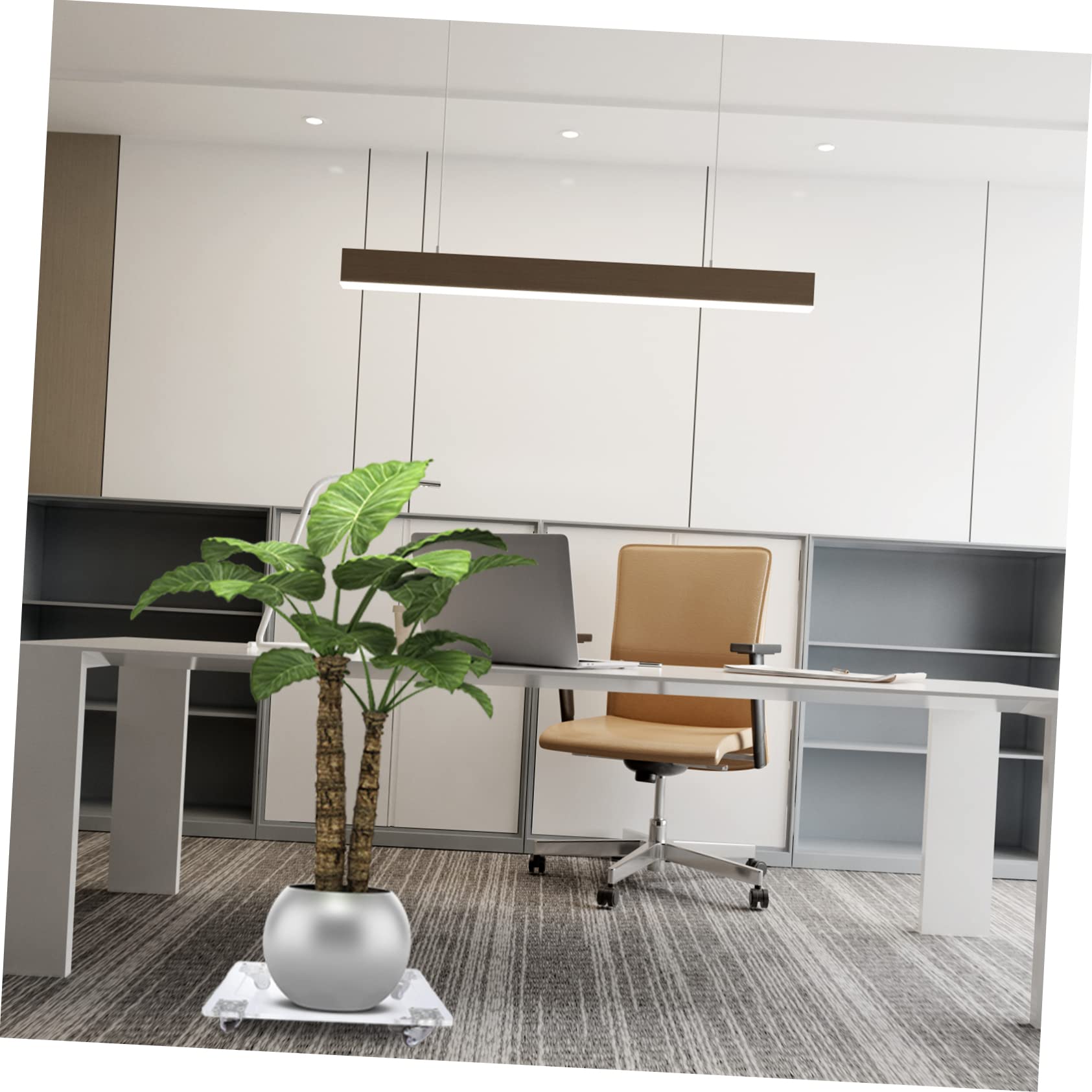 HANABASS Plant Tray on Wheels Acrylic Flowerpot Base Moveable Planter Easy to Roll Modern Style