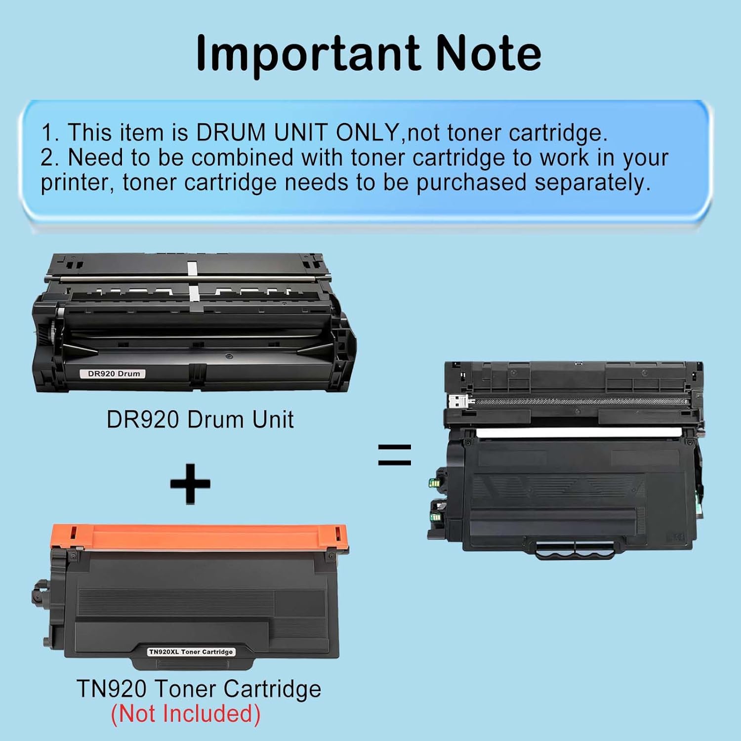 DR920 DR-920 Drum Unit 1 Back (45,000 Pages) Compatible for Brother DR920 TN920 TN-920 TN920XL TN920XXL for HL-L6210DW MFC-L5915DW HL-L5210DWT HL-L5210DN HL-L5210DW HL-L6310DW Printer (Not Toner)