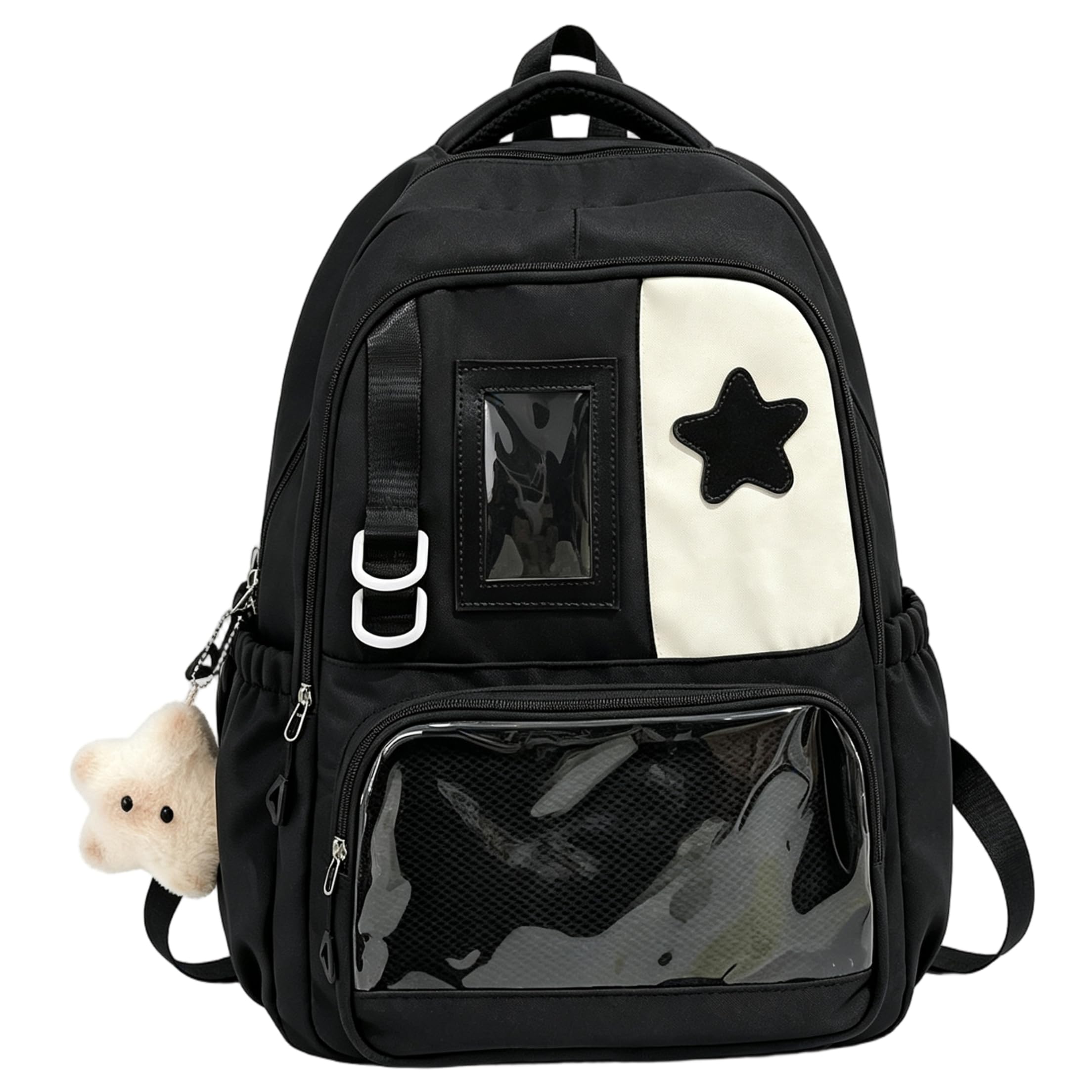 Borsa Ita per la scuola Borsa Kawaii fai da te con ciondolo a stella, nera