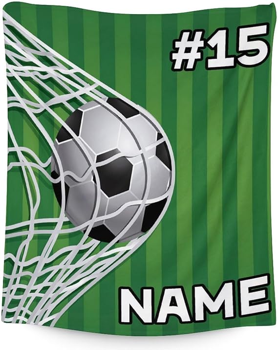 Mercuryelf Custom Soccer Blanket Gifts, 30"x40" Personalized Football Throw Blankets for Boys Kids, Cozy Lightweight Fleece Plush for Sofa Bed Room Decor