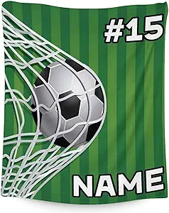 Mercuryelf Custom Soccer Blanket Gifts, 30"x40" Personalized Football Throw Blankets for Boys Kids, Cozy Lightweight Fleece Plush for Sofa Bed Room Decor