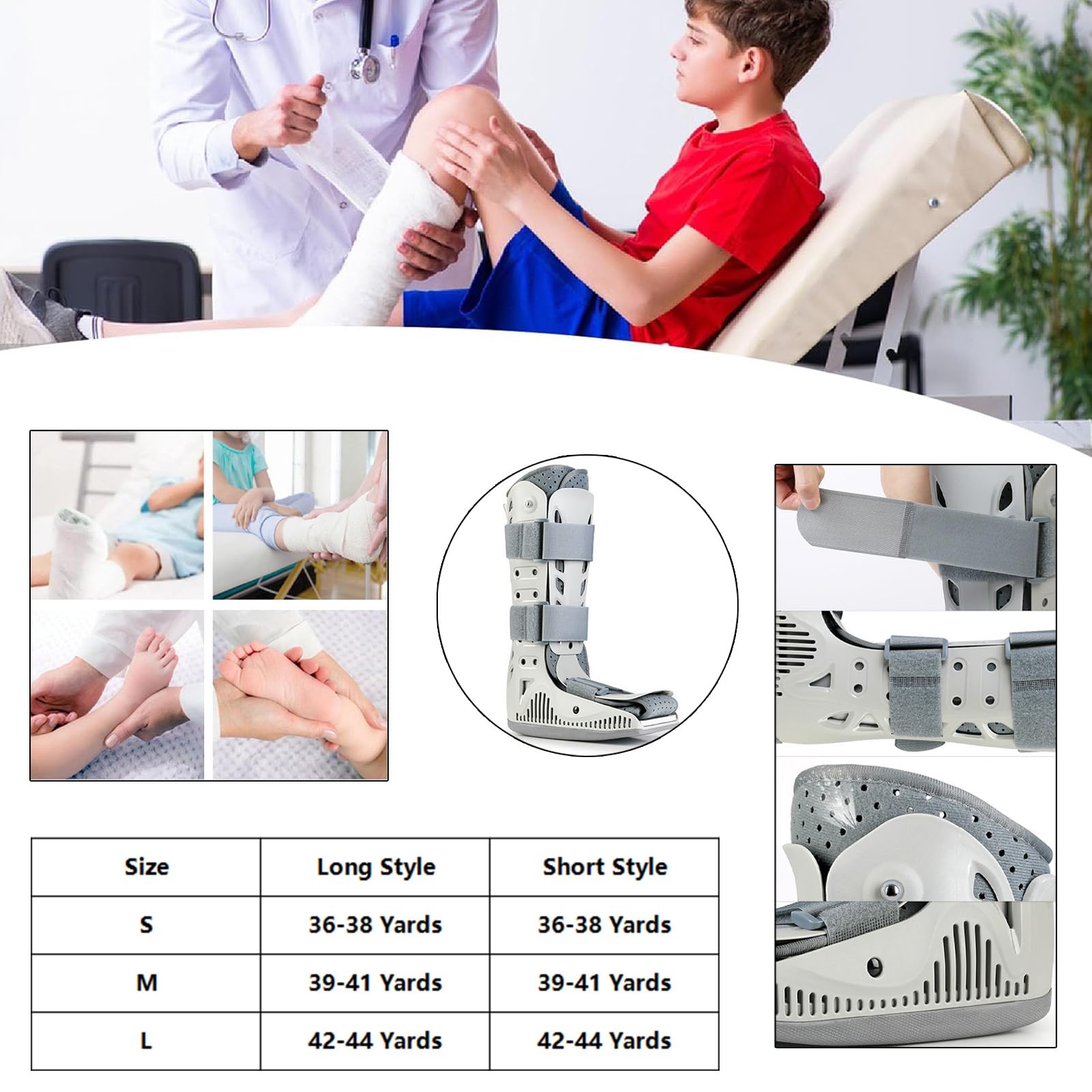 BUXTOM Soporte para andador/bota para caminar, Bota para fracturas Walker, Protección y curación, Lesiones, fracturas y esguinces de dedos de los pies, pies o tobillos,Short,S