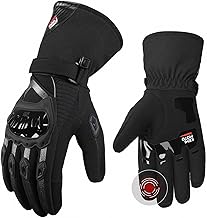 KEMIMOTO Gants Moto Hiver, Gants Imperméable Homologués Hommes Protection Multicouche, Chaude, à Trois Doigts Écran Tactile pour Activités de Plein Air Hivernales,Ski,Randonnée,Vélo