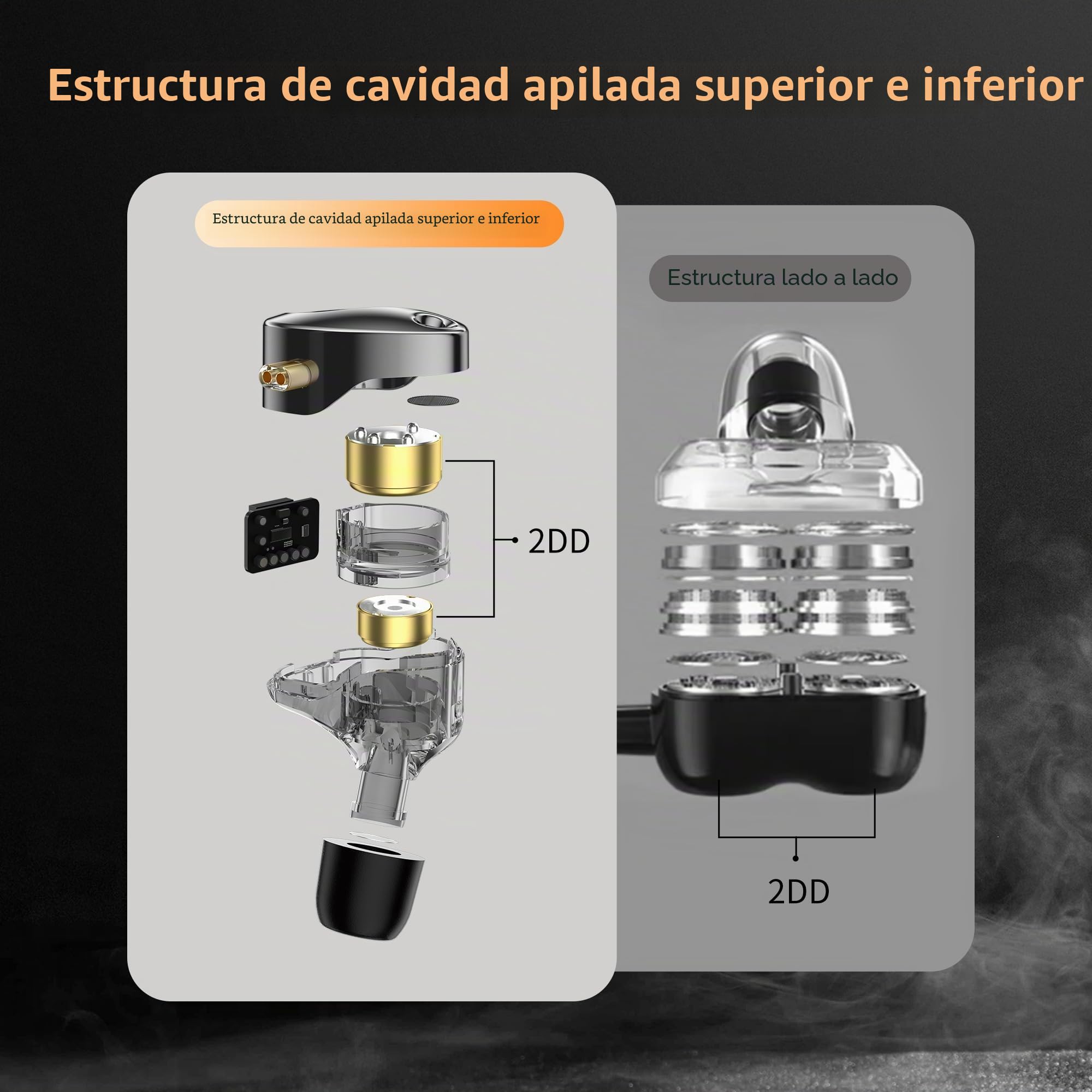 KZ Castor - Auriculares in-Ear con Monitor Dual dinámico con 4 interruptores de sintonización, Auriculares HiFi con cancelación de Ruido, claridad en Todas Las Frecuencias, Sonido estéreo para