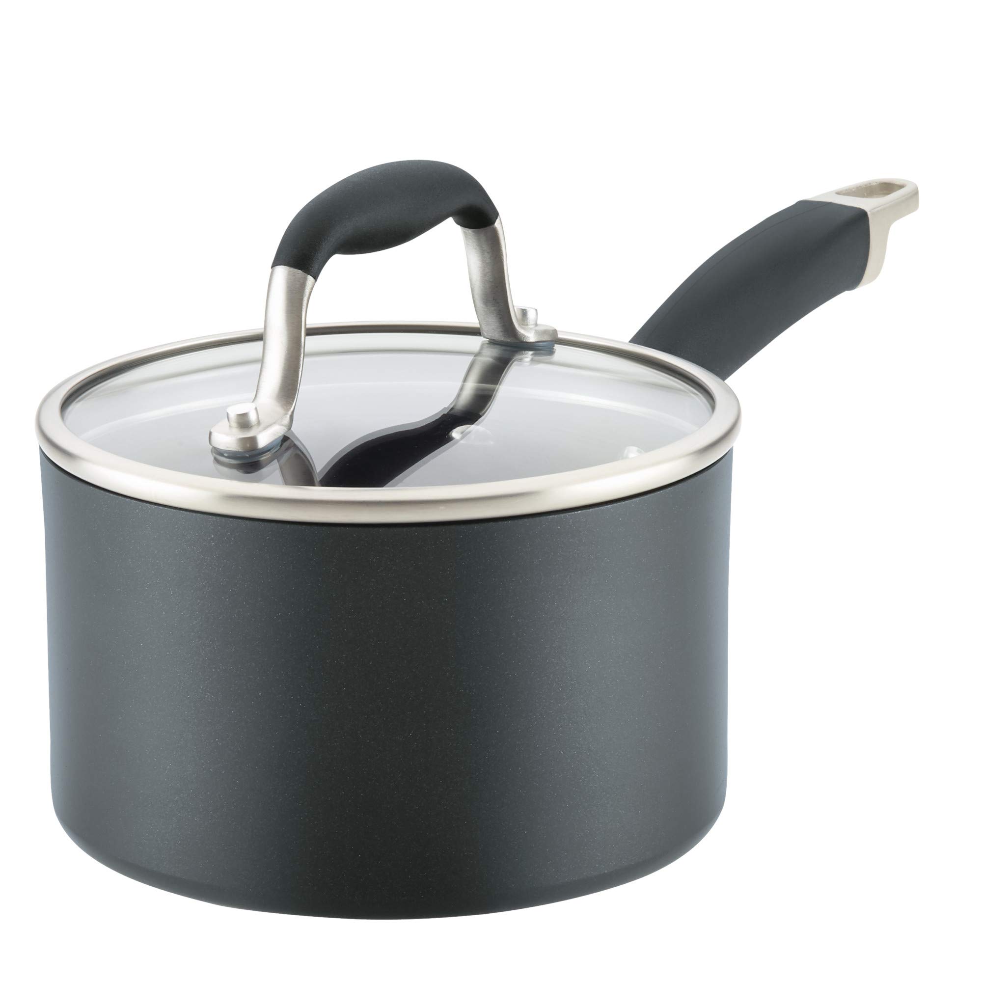 Anolon Advanced Home Hard Anodized Nonstick Saucepan with Lid, 2 Quart, Onyx