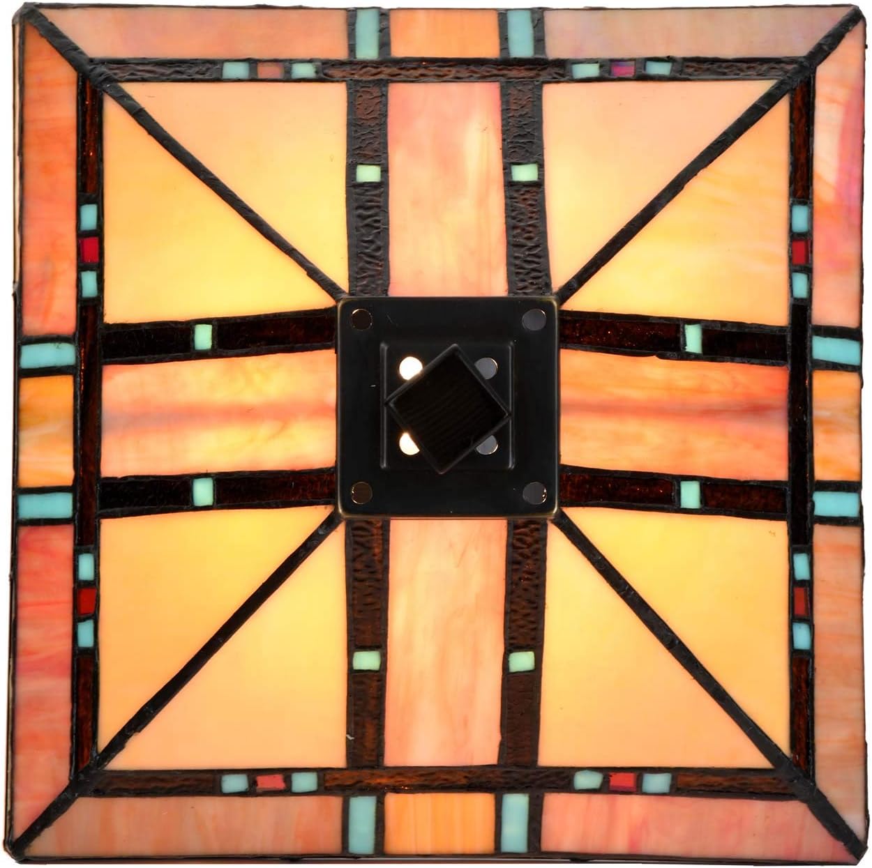 Bieye L10798 Mission Tiffany Style Stained Glass Table Lamp for Home Decoration